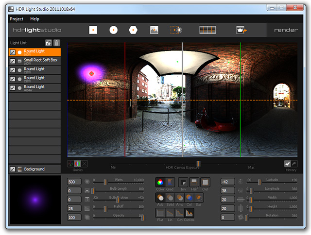 HDR Light Studio user interface