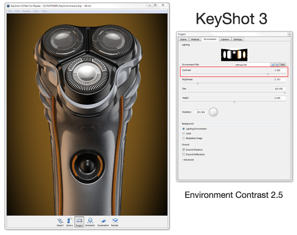 Keyshot 3 environment gamma setting
