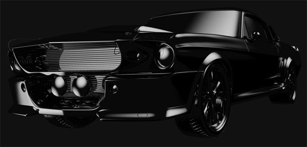 Car lit with additional lights on a HDRI map