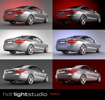 Car renders lit with studio HDRI maps