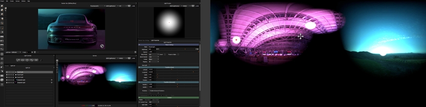 Mixing regions of different HDRI maps in HDR Light Studio