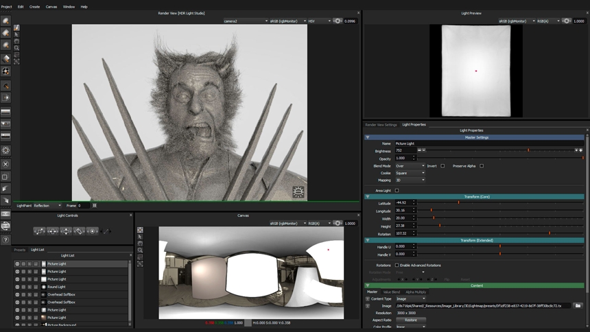 HDR Light Studio interface with digital human