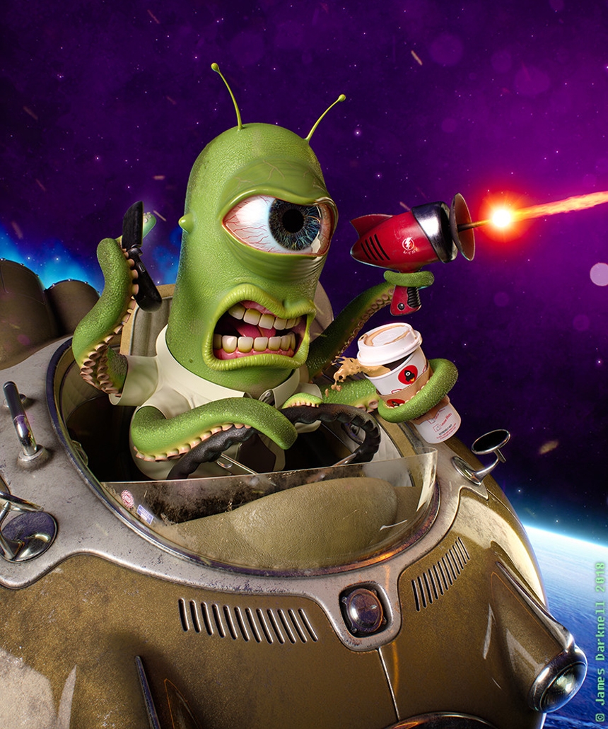 Alien CGI lit with HDR Light Studio
