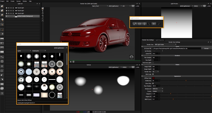 HDR Light Studio - Floating UI Panels