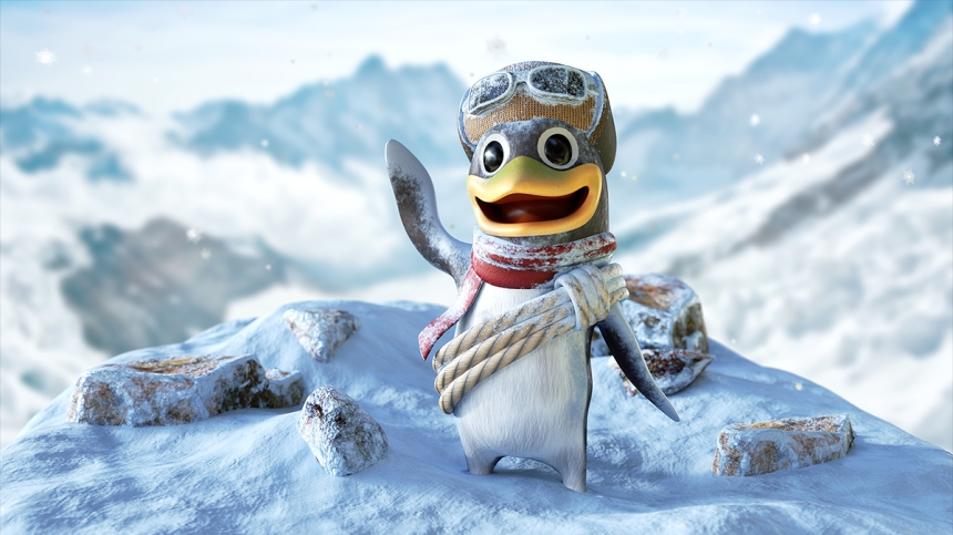 CGI of a cartoon penguin