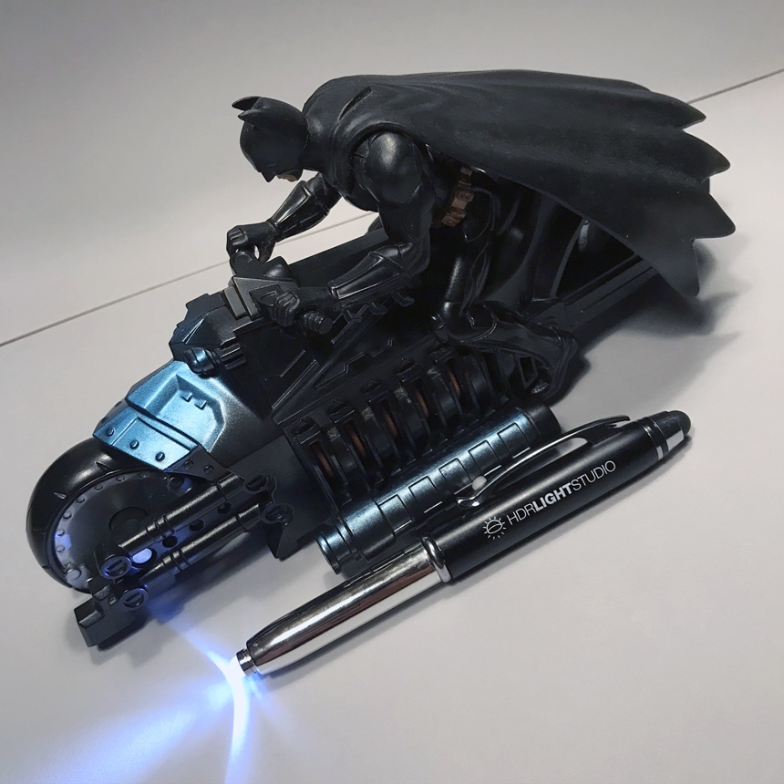 Torch Pen and Batman on a Motorbike Toy