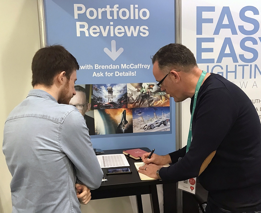 Brendan McCaffrey reviewing portfolios