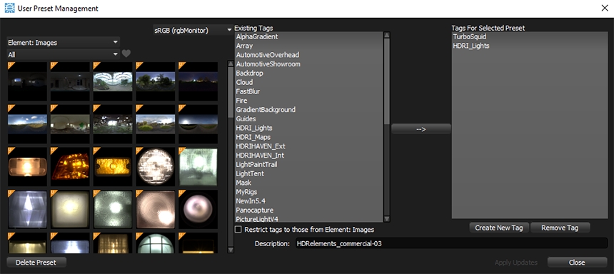 User Preset Management Panel