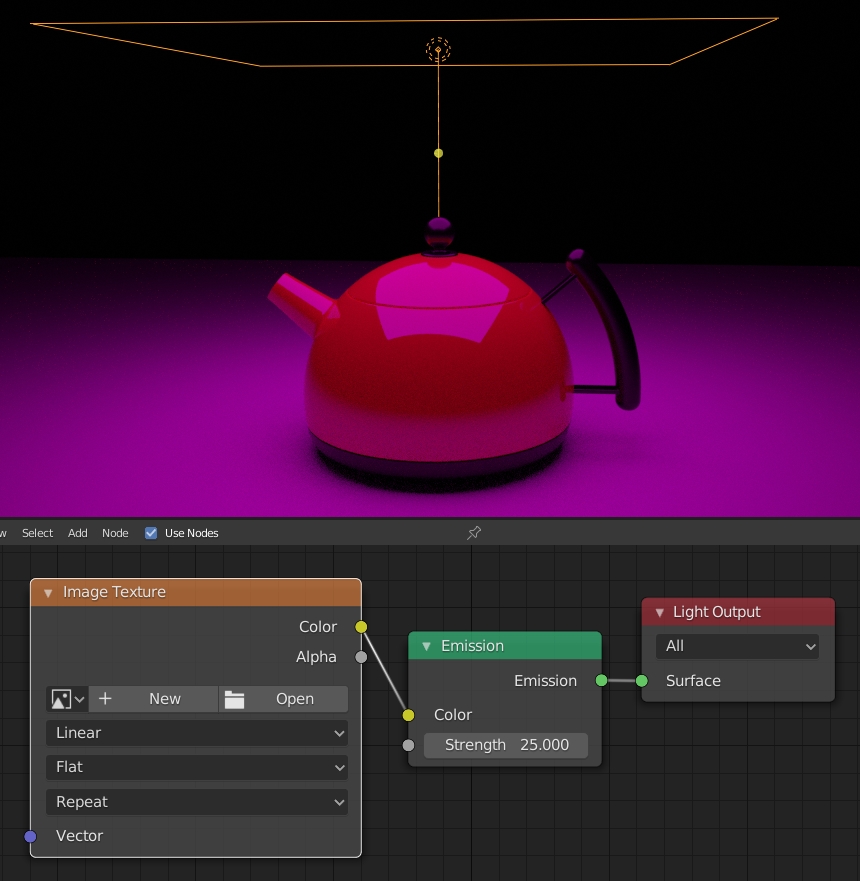 Blender Area light with missing texture