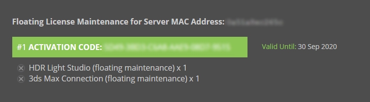 Screen grab from HDR Light Studio maintenance web page