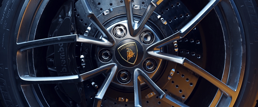 Car wheel detail rendered in Blender