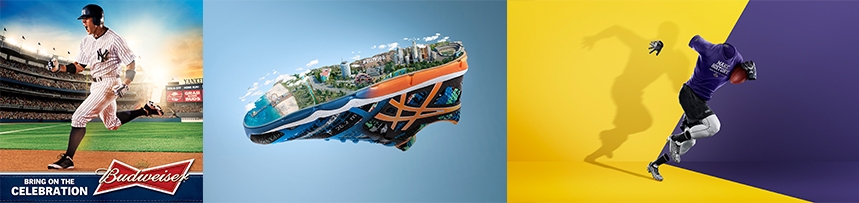 Mike's campaign images for Budweiser, ASICS & Under Armour