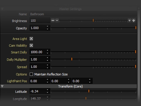 Relocated Area Light Settings