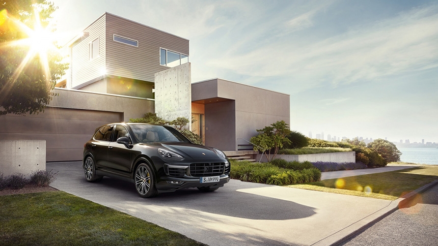 Cayenne by CircleMedia. CG Car rendered on a backplate image
