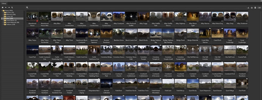 3D software including ready to apply HDRI maps