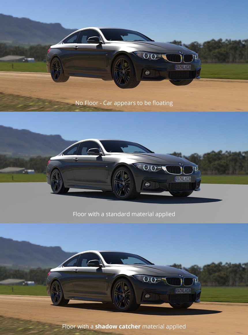 Showing the effect of a shadow catcher