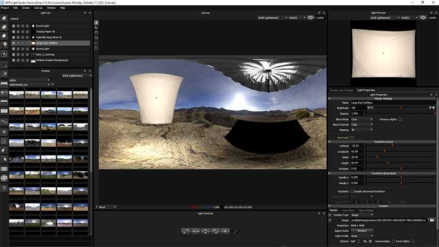 Editing a HDRI map with HDR Light Studio