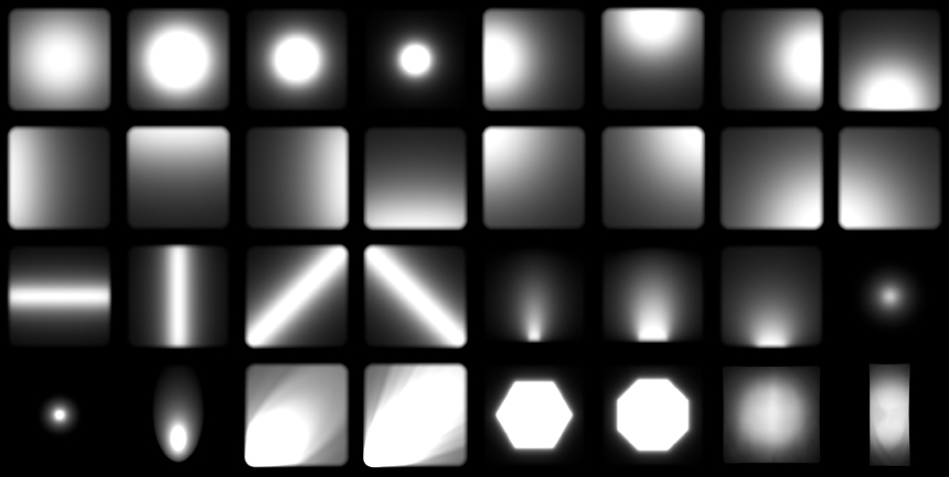 Some of the Scrim Light presets available in HDR Light Studio 8.