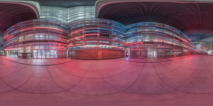 Night time HDRI urban with strip lights