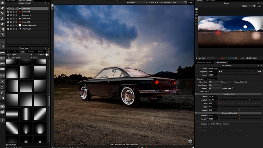Hino Contessa Car in HDR Light Studio UI