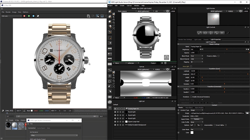 Adding depth with HDR lights that reflect in the face/dial