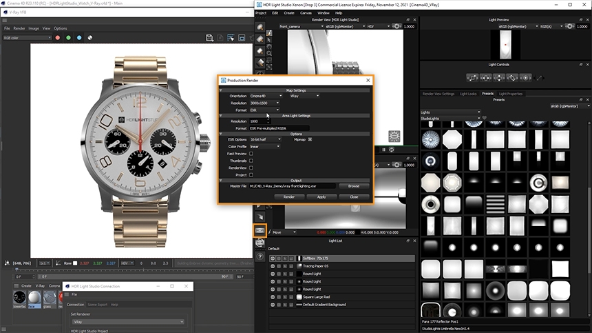 Choosing render settings for the HDRI map