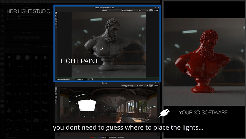 Using LightPaint in HDR Light Studio to precisely position lights