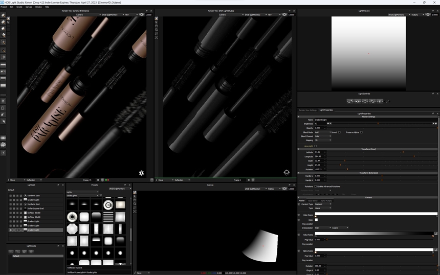 Adding a gradient light for cylindrical product