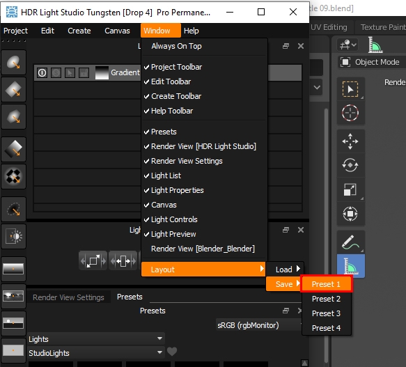Saving the HDR Light Studio UI layout