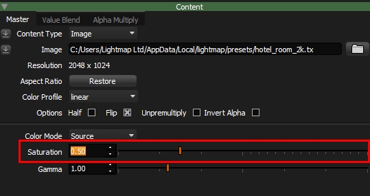 Adjusting HDRI map saturation in HDR Light Studio