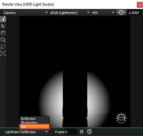 Positioning a light in Rim light mode