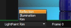 Selecting Lightpaint Reflection mode