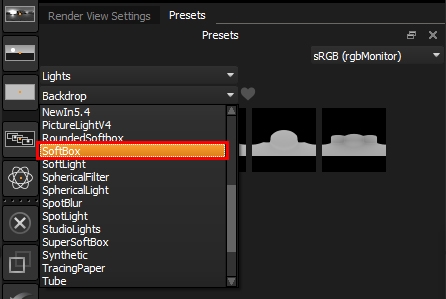 Select Softbox lights in the Presets panel