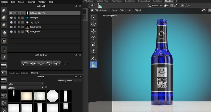 Soft box selected in HDR Light Studio