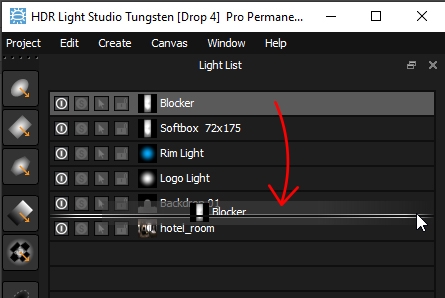 Dragging light order in Light List