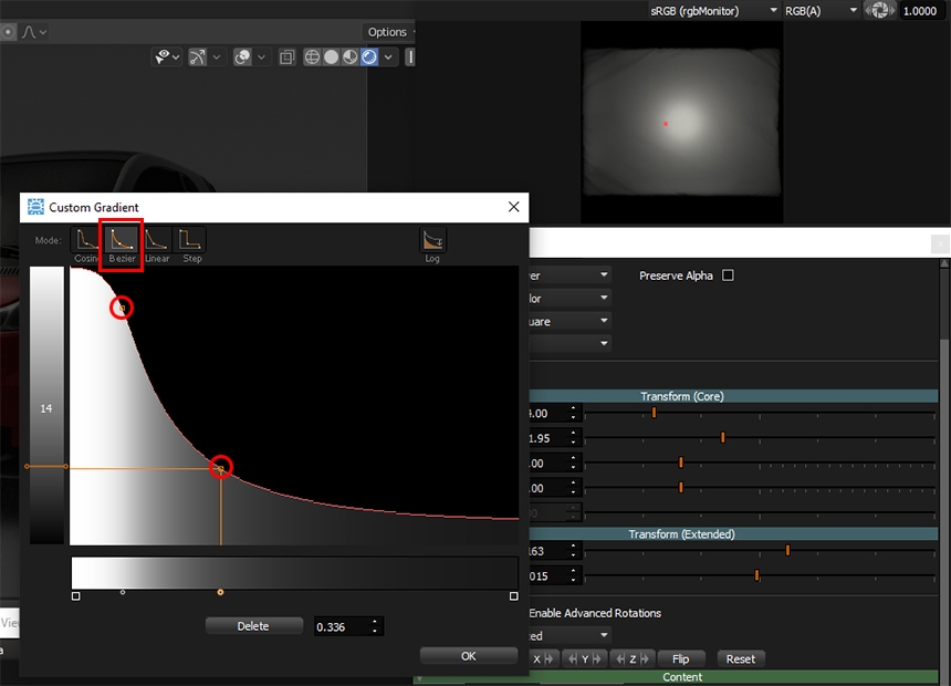 Editing the Custom Gradient using the editor