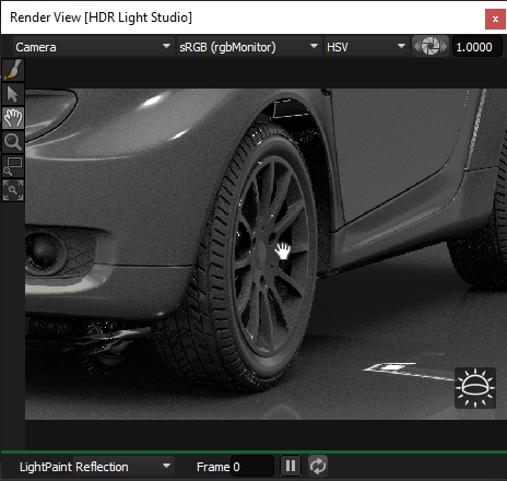 Panning the render view in HDR Light Studio