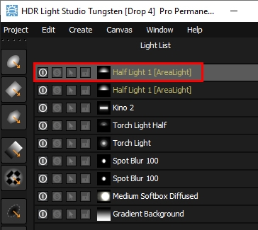 Selected area light in Light List