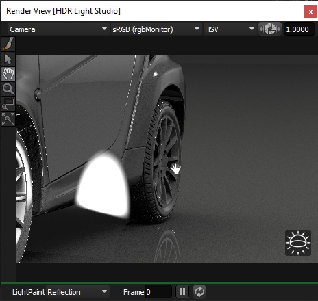 Panning around the render view in HDR Light Studio