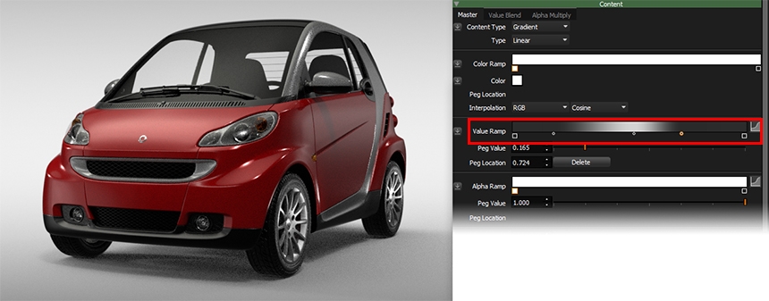 Editing the value ramp in HDR Light Studio