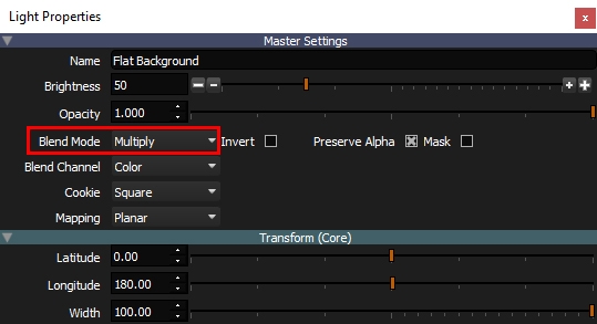Selecting multiply blender mode in HDR Light Studio