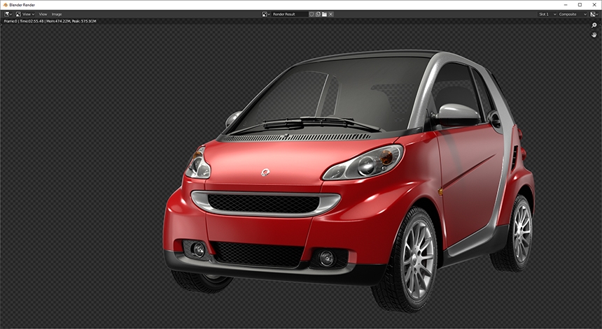 Car render layer lit with HDR Light Studio in Blender