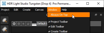 Always On Top setting in HDR Light Studio