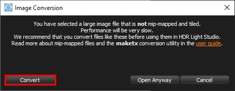 Image Conversion panel allows the loaded image to be converted into a TX file