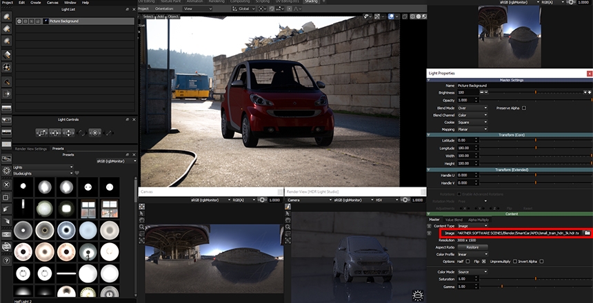 HDRI map has been loaded into HDR Light Studio