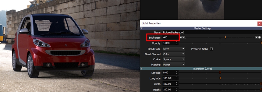 Light brightness being adjusted in HDR Light Studio