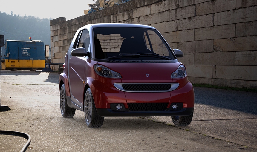 Car lit with a HDRI map being edited in HDR Light Studio