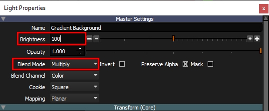 Brightness and blend mode settings in HDR Light Studio