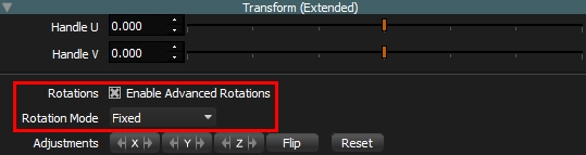 Enabling advanced rotation setting and selecting the fixed orientation of the light