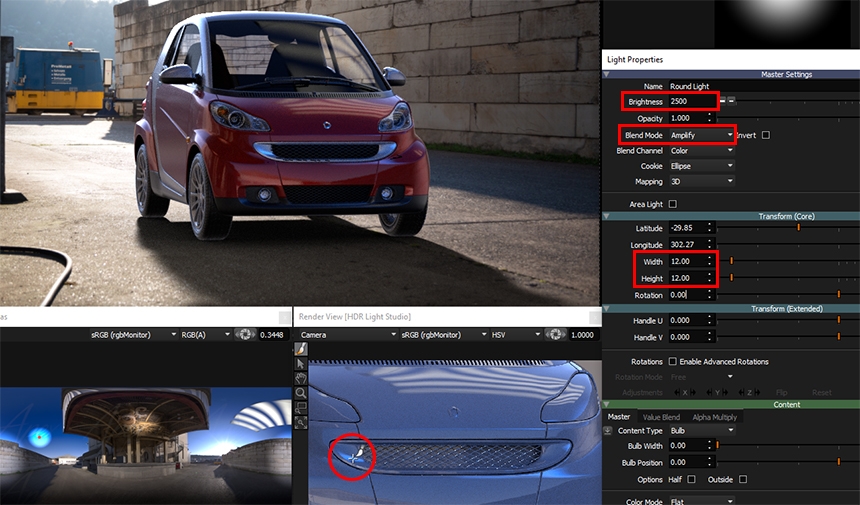 Adding a highlight to the grille area using a light with amplify blend mode
